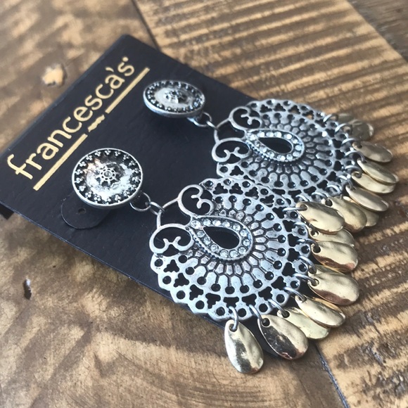 Francesca’s gold and silver dangle earrings - Picture 2 of 3